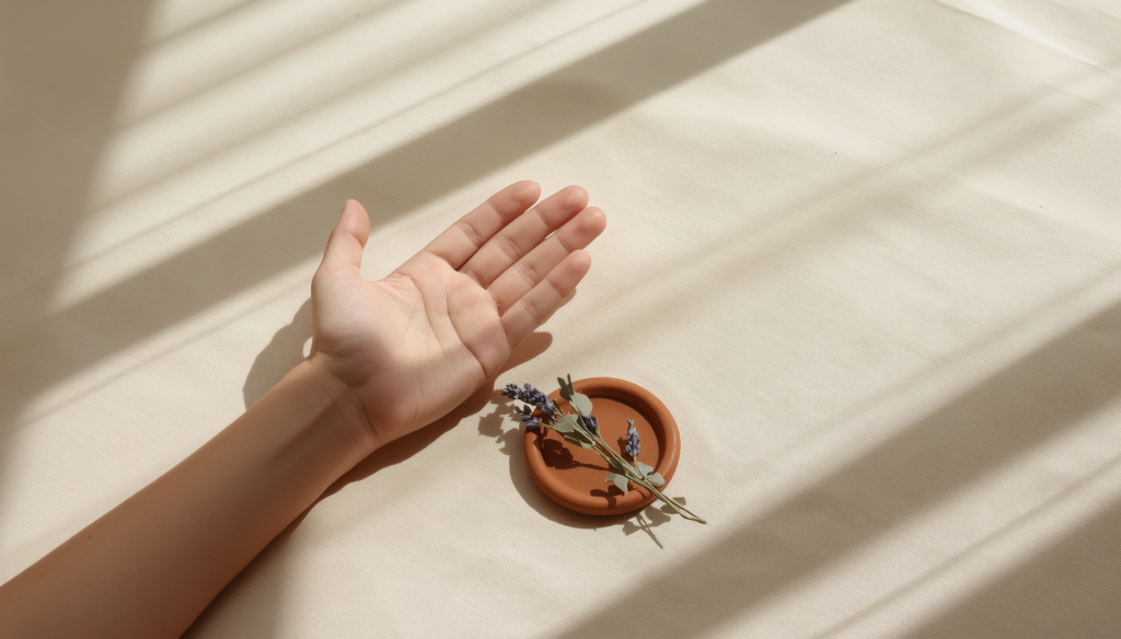 Open hand resting in surrender — the antidote to high-functioning burnout